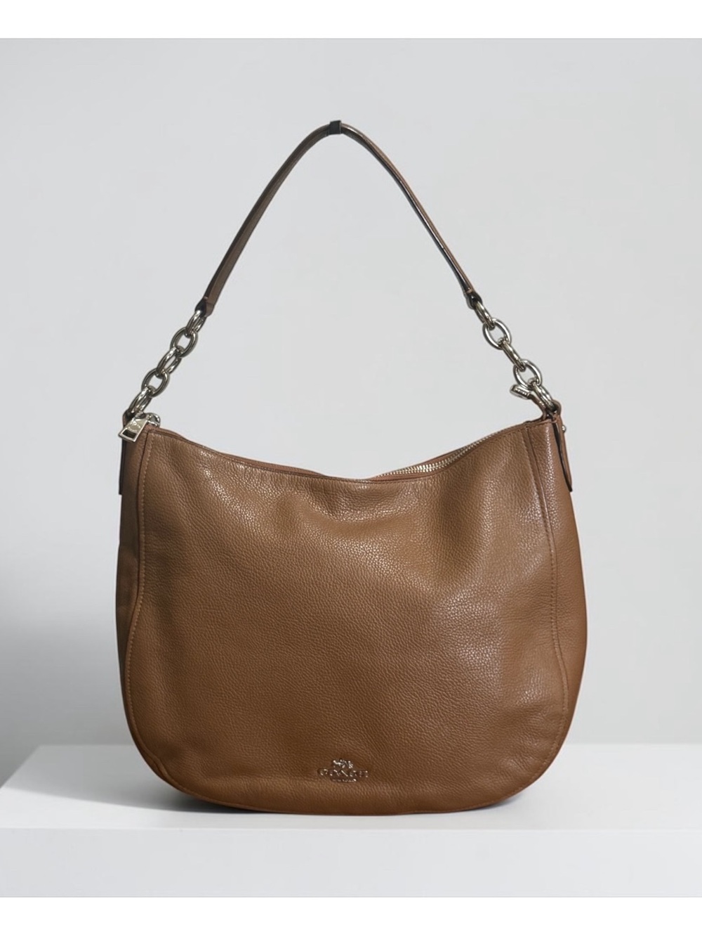 Coach Chelsea Saddle Tan Pebbled Leather Shoulder Hobo Bag!